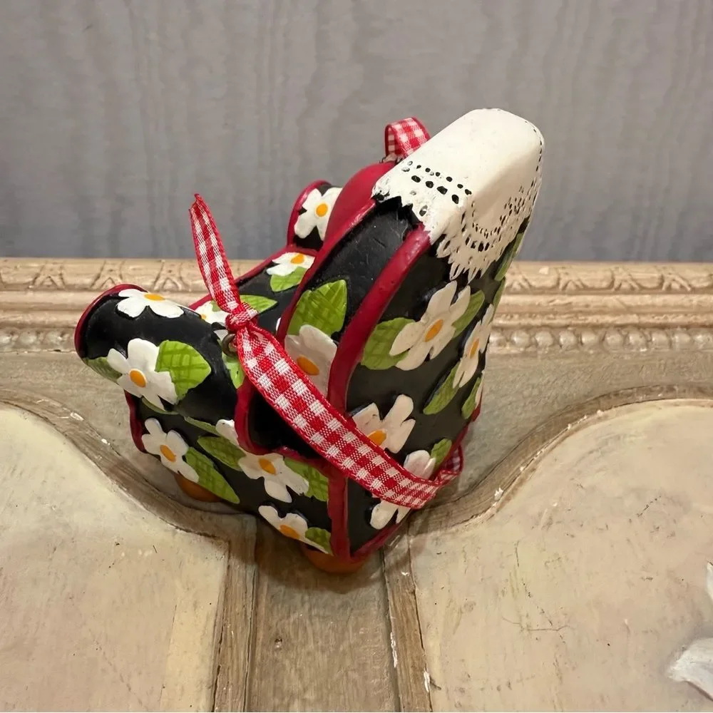 Vintage 90s Mary Engelbreit Floral Easy Chair with Heart Cushion Ornament in Box